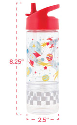 Pink unicorn Sip and Snack Bottle by Stephen Joseph Gifts featuring a colorful unicorn design and a secure lid for kids.