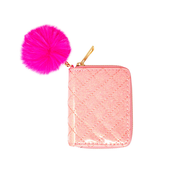 Girls Sparkle Quilted Wallet: Bubblegum