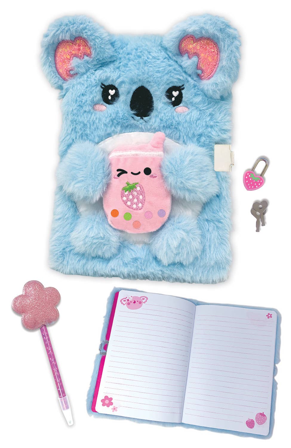 Fuzzy Diary with Lock and Keys, Koala