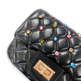 B1380 Colorful Gems Quilted Purse (3 Colors): Pink