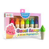 Sweet Scoops: Neon Highlighters - Strawberry Scent (Set of 6)