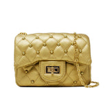 Classic Quilted Stud Mini Bag: Gold