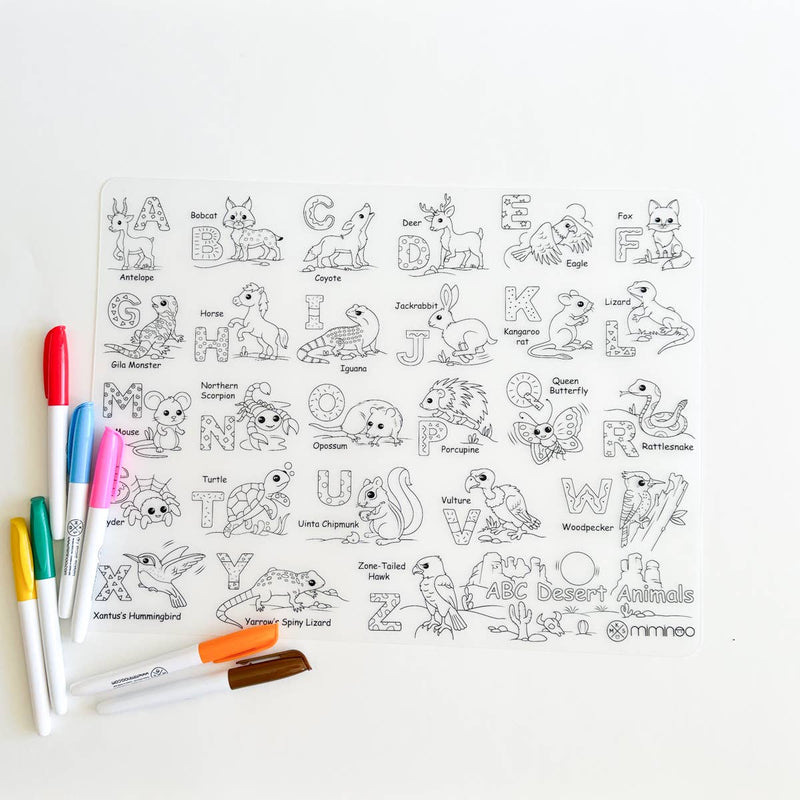 Silicone Reusable Coloring Mat Kids Bundle - Desert Animals