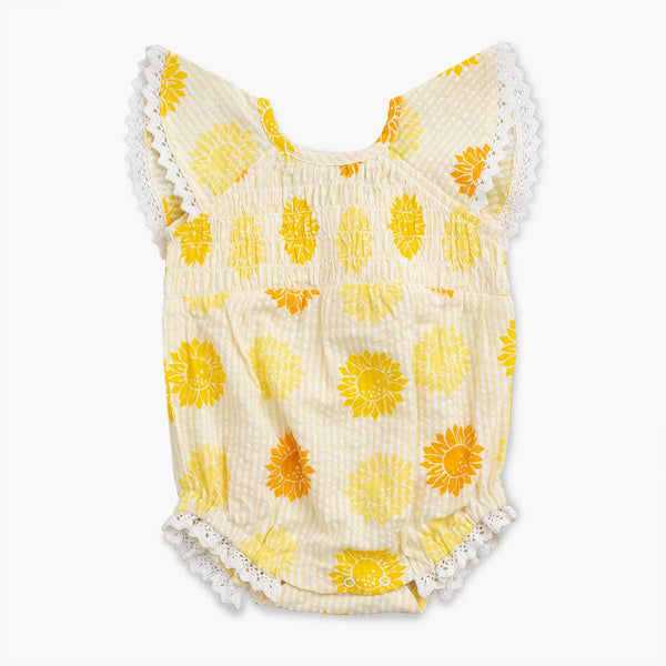 Smocked Bubble Romper_Sunflower Burst: Girl / Sunflower Burst