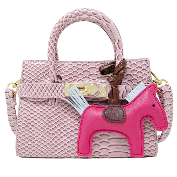Crocodile Pony Handbag: Black