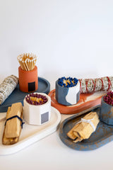 Limit Edition Navy Two Tone Candle Match Holder w/ Striker
