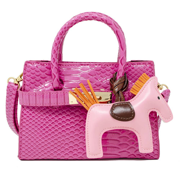 Crocodile Pony Handbag: Lavender