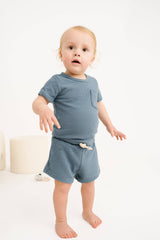 Dusty Blue Waffle Pocket Set