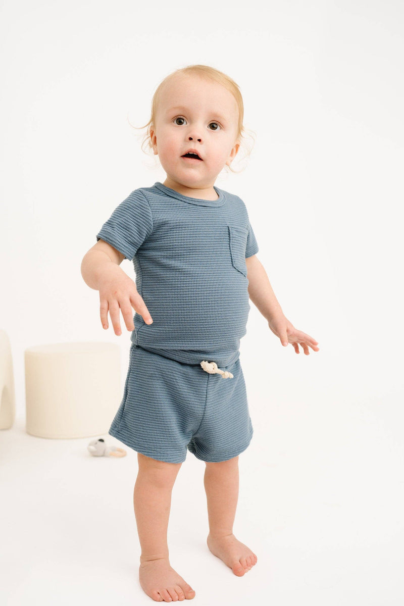 Dusty Blue Waffle Pocket Set