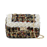 Classic Tweed Handbag with Pearls: Blue