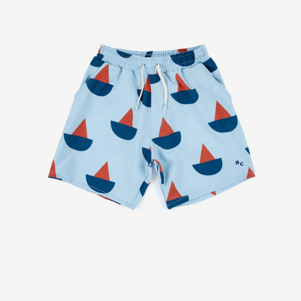 Sail Boat all over swim bermuda shorts