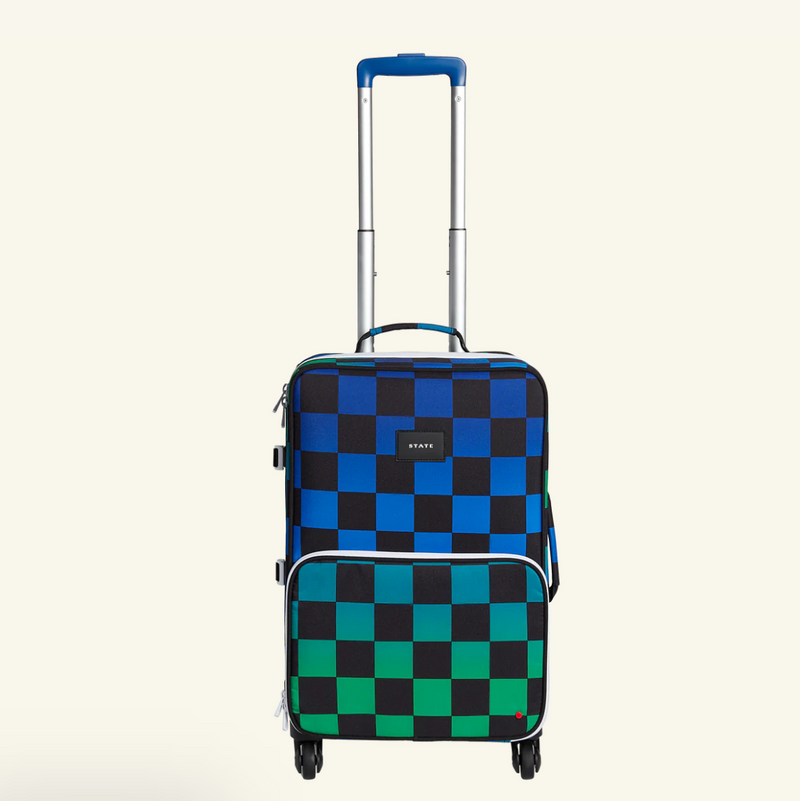 Logan Suitcase Blue Checkerboard