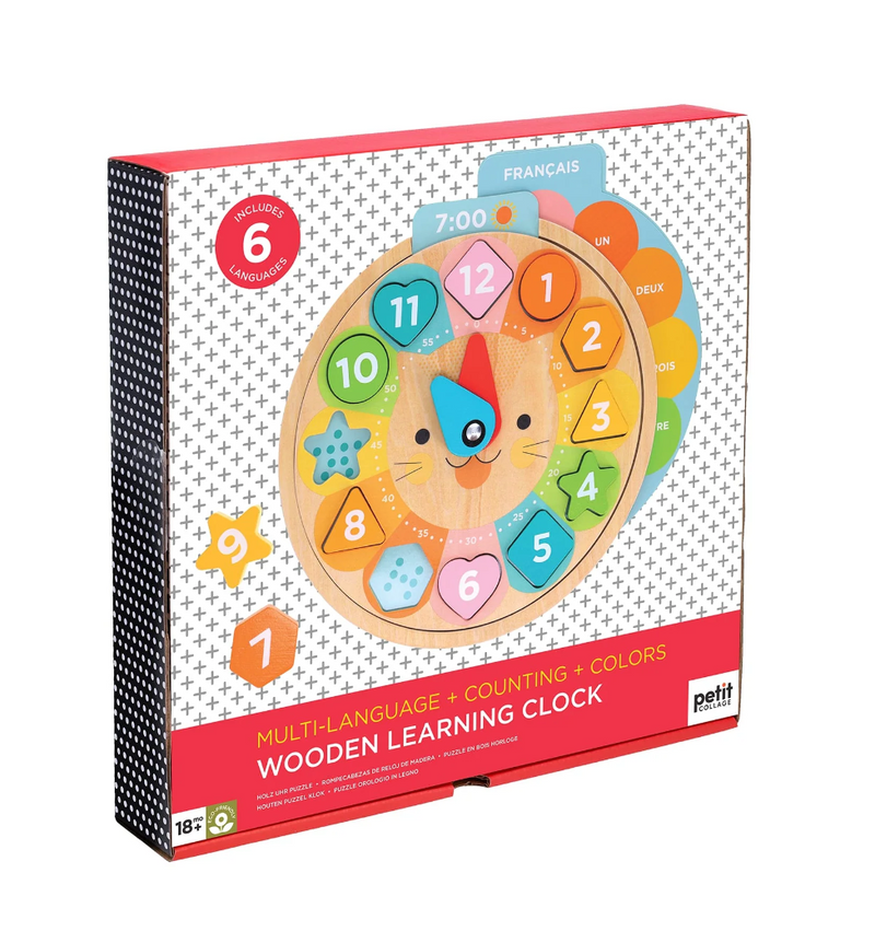 Multi-Language + Counting + Colors Wooden Learning Clock