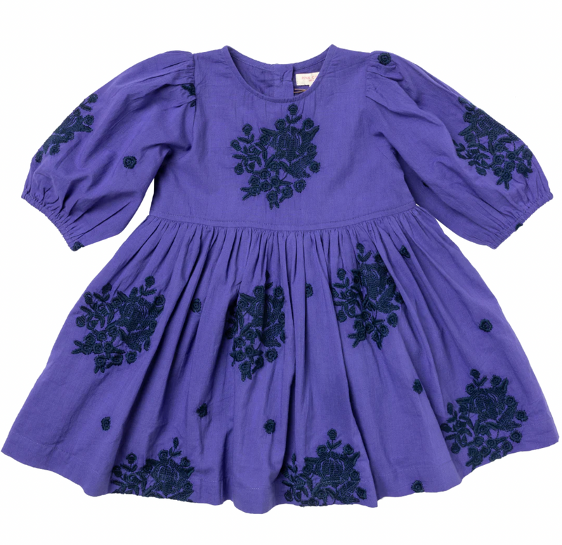 Girls Brooke Dress - Royal Purple Embroidery