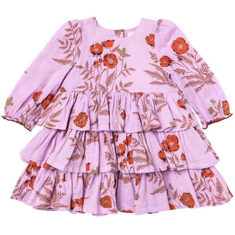 Girls Fleur Dress - Lavender Poppy