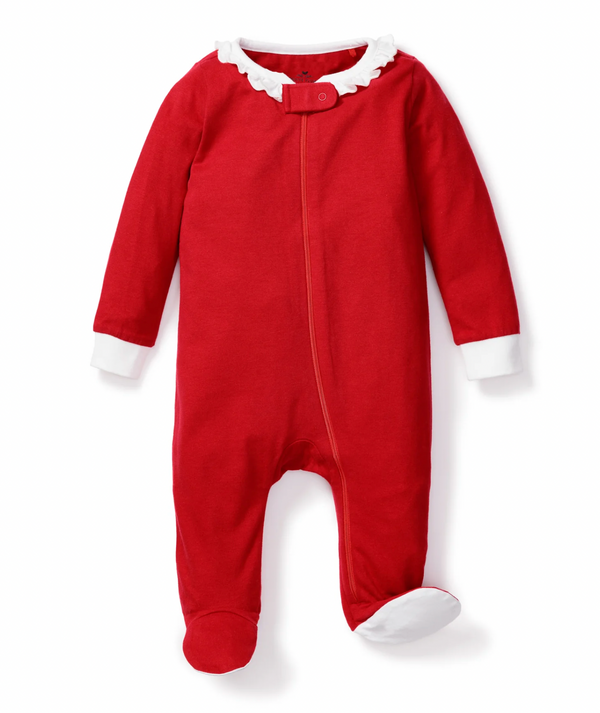 Red With White Ruffled Collar Organic Cotton Romper