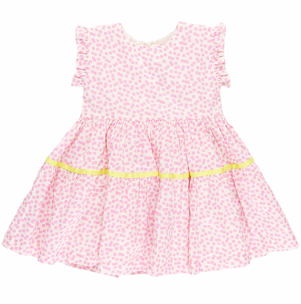 Polly Dress - Pink Mini Squares