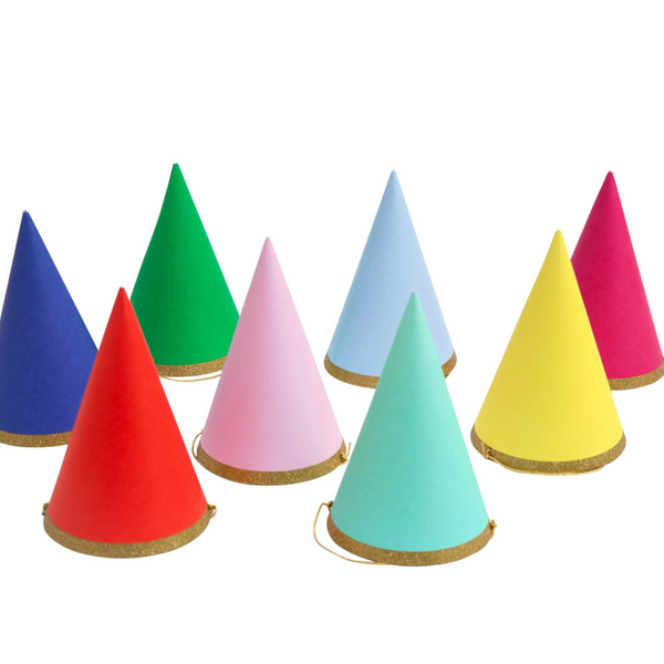 Multicolor Party Hats x8