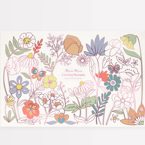 Butterflies & Flowers Coloring Placemats x8