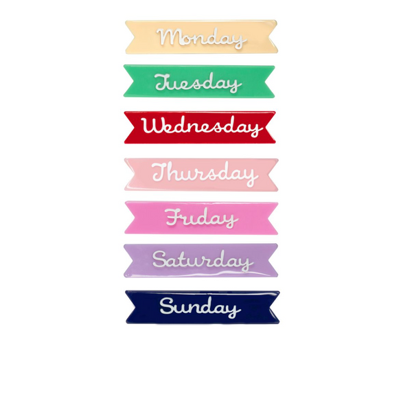 Days of the Week Hair Clips Set