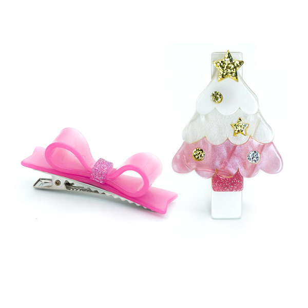 Christmas Tree Pink & Bowtie Alligator Clips