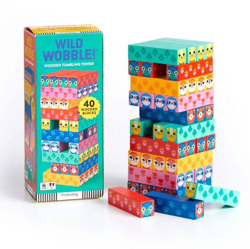 Wild Wobble! Wooden Tumbling Tower