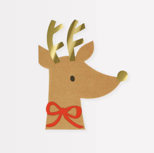 Reindeer with Red Bow Napkins x16