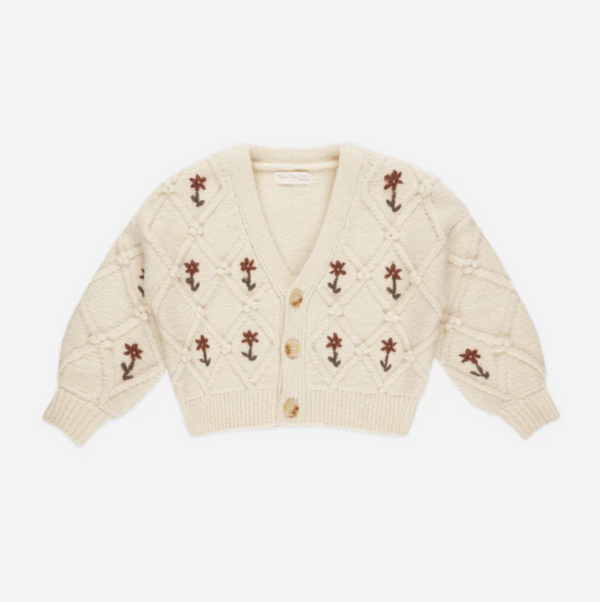 Boxy Cardigan || Winter Floral Embroidery