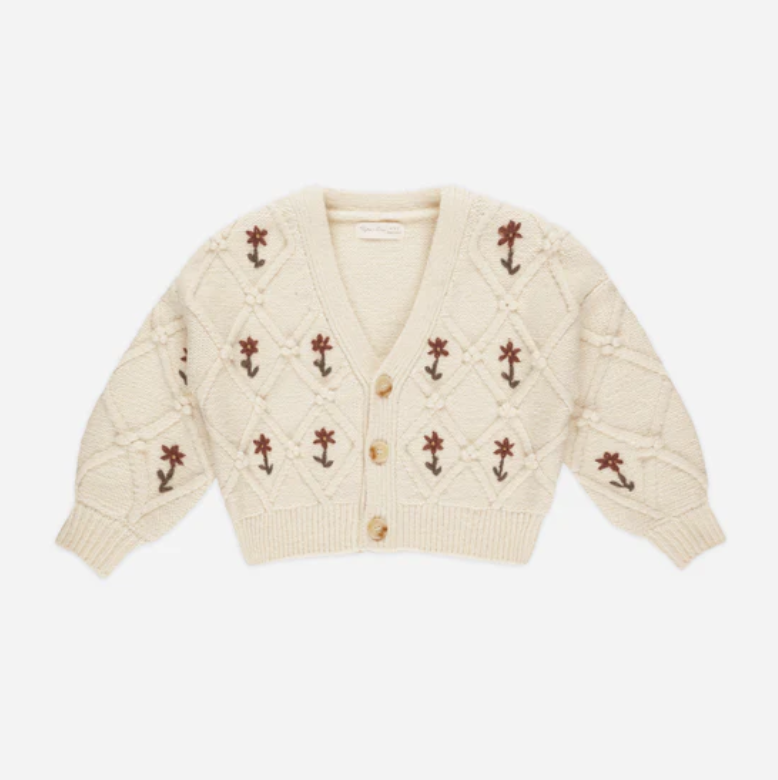 Boxy Cardigan || Winter Floral Embroidery