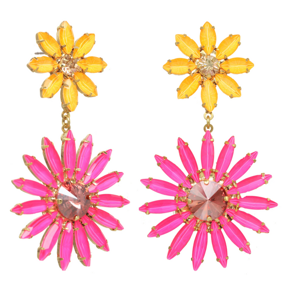 Molly Statement Earrings in Electric Pink