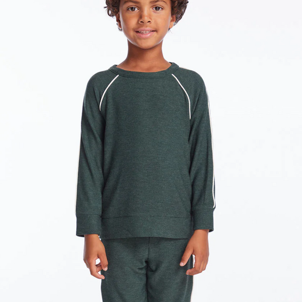 Boys Forest Pine Raglan Pullover with Piping