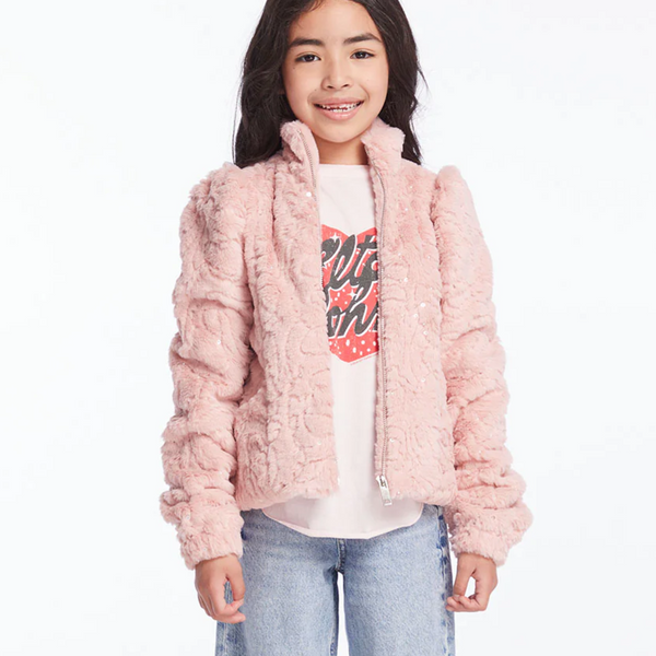 Girls Pinky Puff Sleeve Jacket