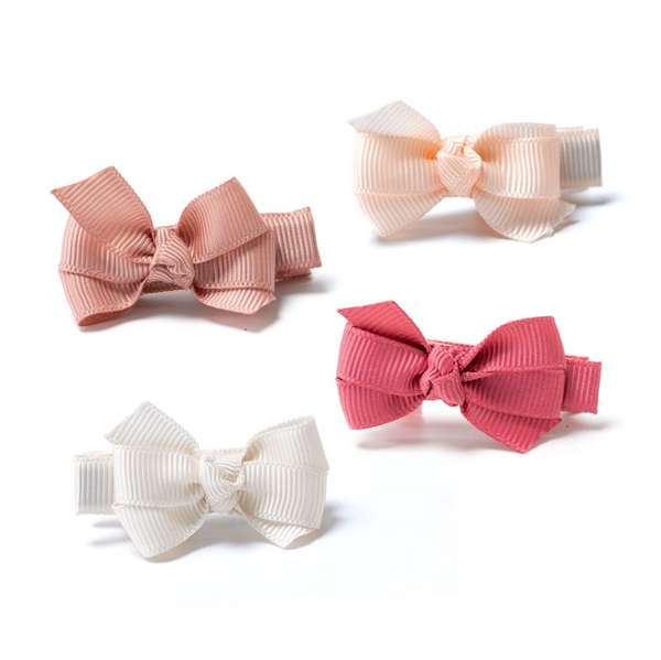 Bows Pink Earthy Shades Set of 4 Baby Hair Clips