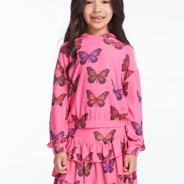 Colorful Butterflies Girls Pullover Hoodie