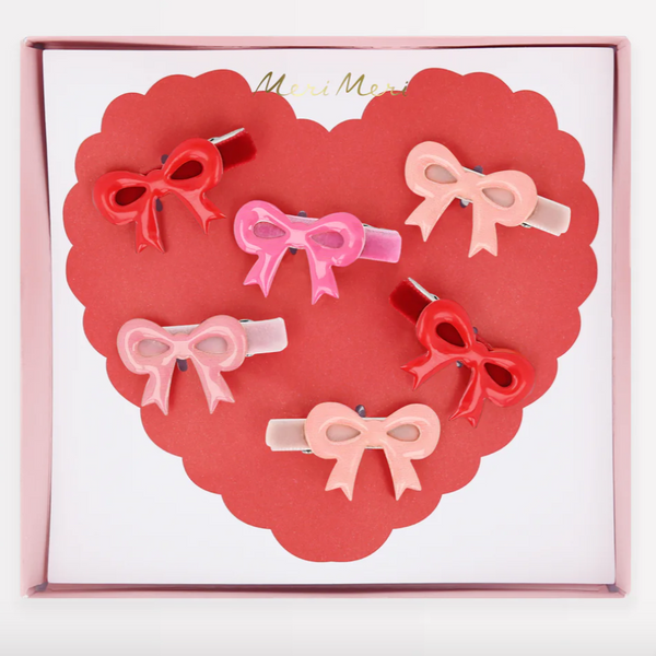 Valentine's Bow Hair Clips