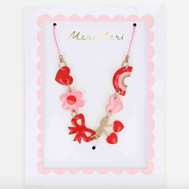 Hearts & Cherries Enamel Charm Necklace