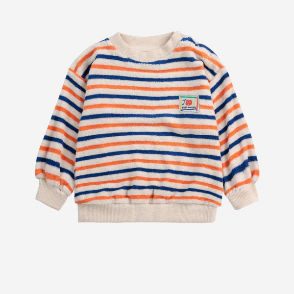 Striped terry cloth sweatshirt