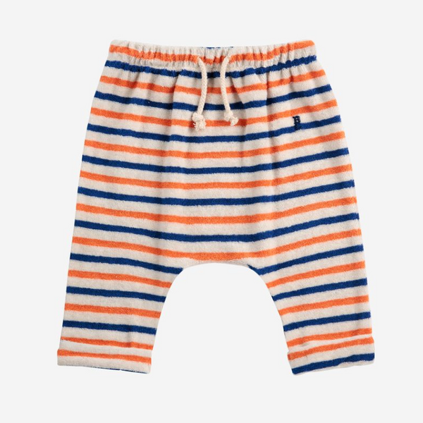 Striped terry cloth harem pants