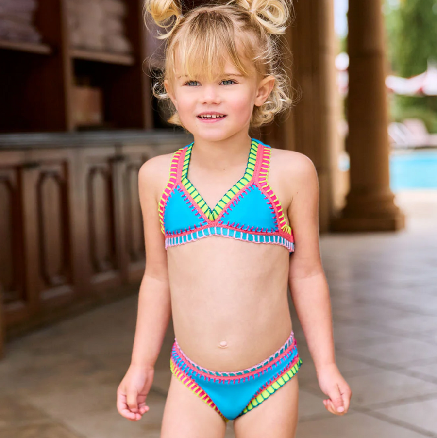 bikini child model Kids Turquoise Embroidered Bikini – A Little Wyld