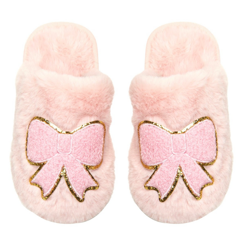 Cali Bow Fuzzy Slippers