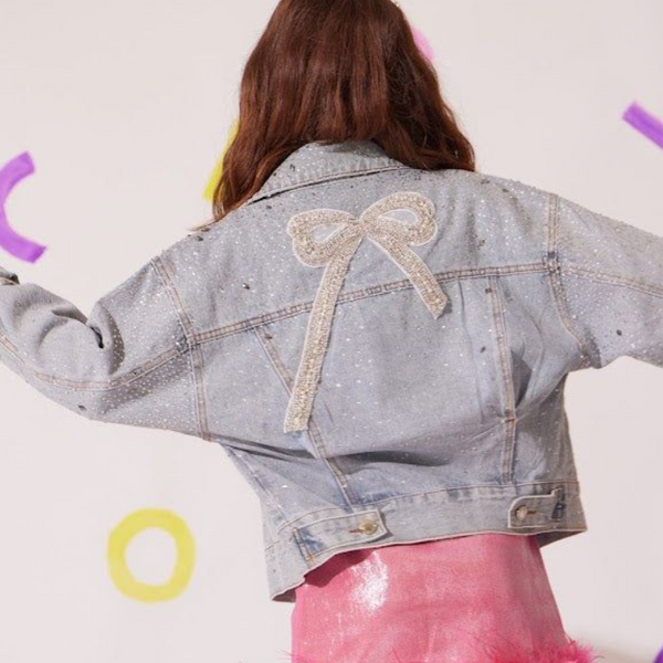 Crystal Bow Denim Jacket