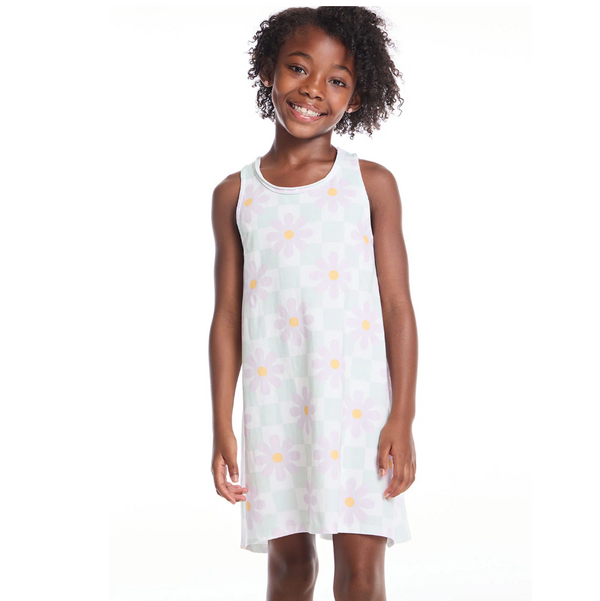 Daisy Check Girls Tank Dress