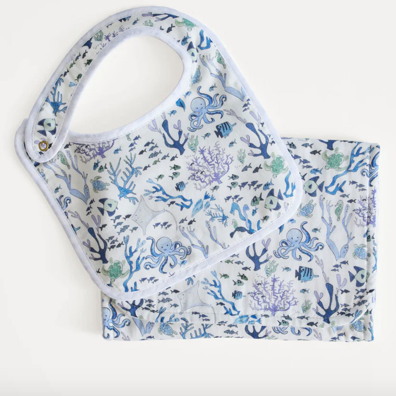 Baby Essentials Bib & Burp Set-Coral Reef