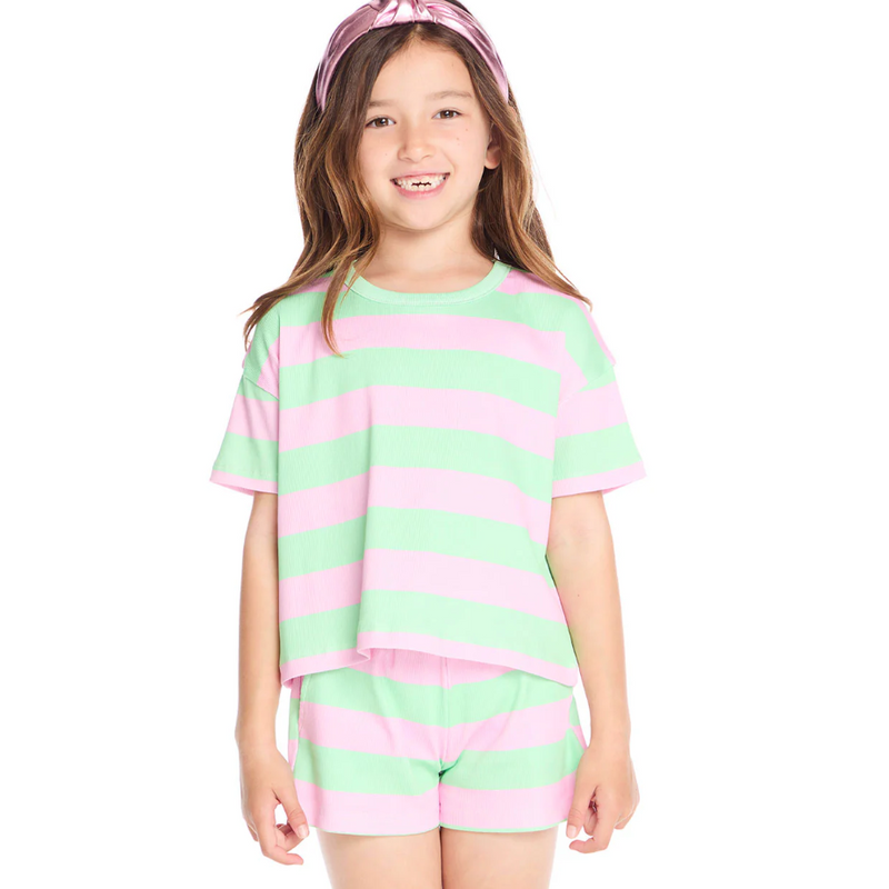 Pinky Aloe Stripe Devin Tee