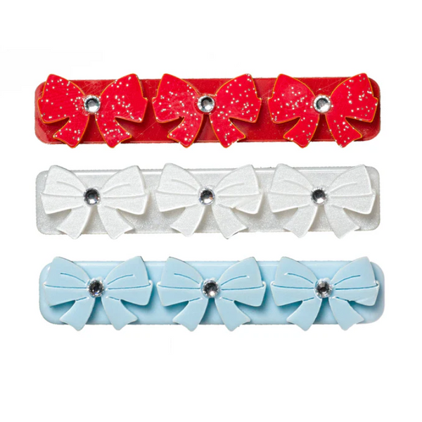 Bows Red Blue White Trio Hair Clips