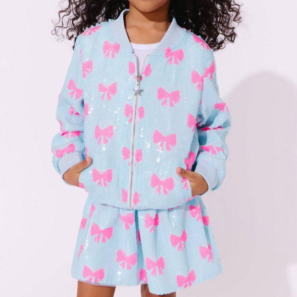 Pretty in Bows Sequin Bomber