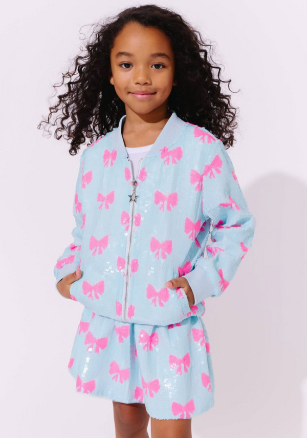Pretty in Bows Sequin Bomber