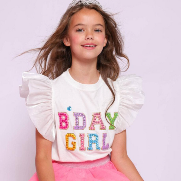 Birthday Girl Gem Ruffle Shirt