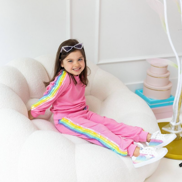 Pink Rainbow Sequin Set