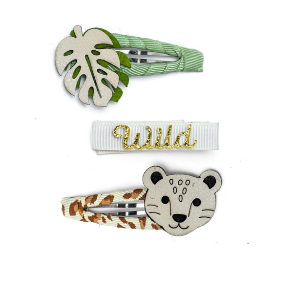 Wild Jungle Leopard Leather Snap Clips